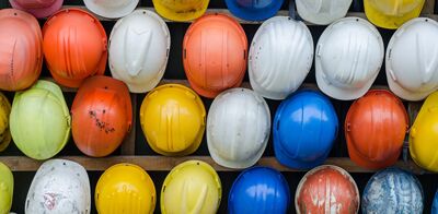 Construction worker helmets