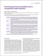 Promoting good and sustainable work in occupational health education