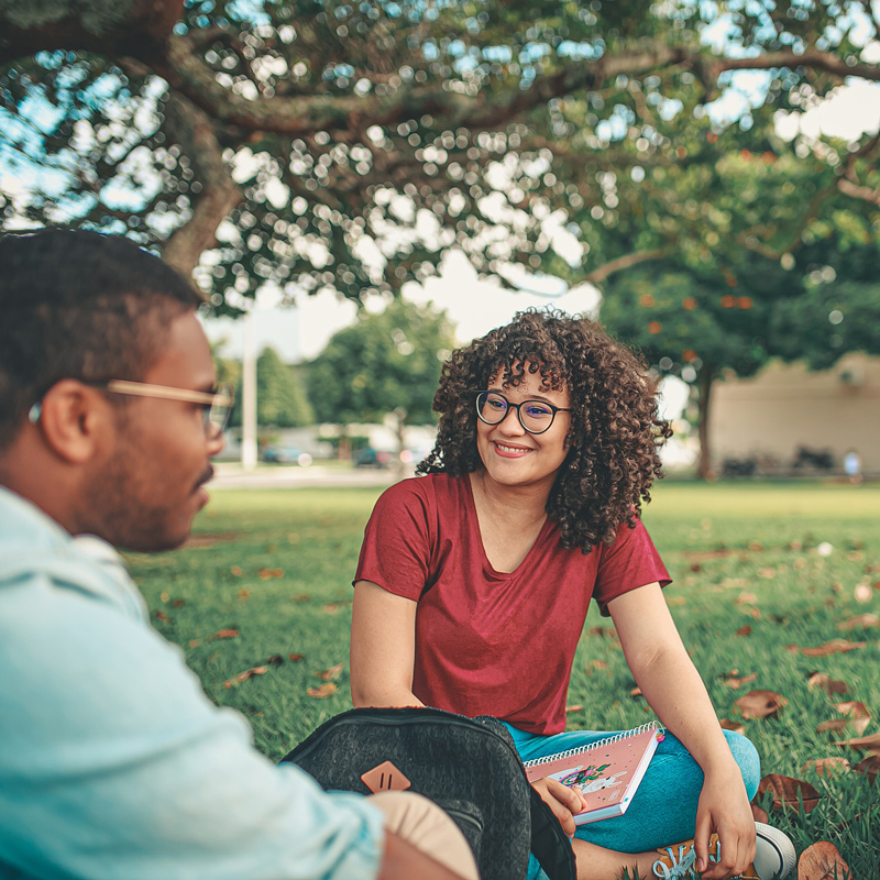 Young students outside